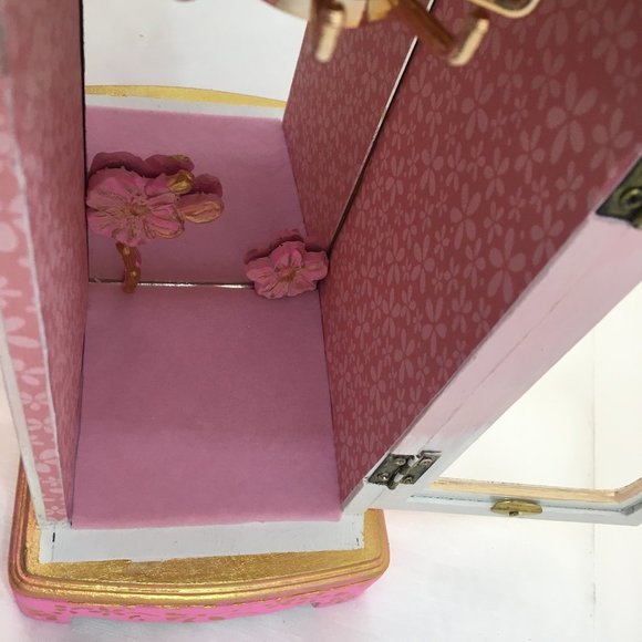 Vintage Wood Jewelry Box Refinished Upcycled Pink - Picture 5 of 14